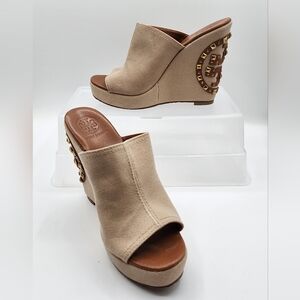 Tory Burch Women's Tan Studded Wedges